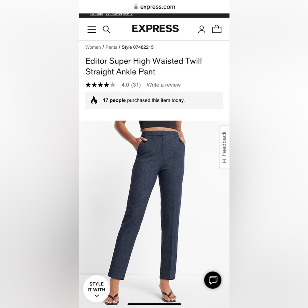 Express Editor Straight Super High Waisted pants size 14 Heather Blue color